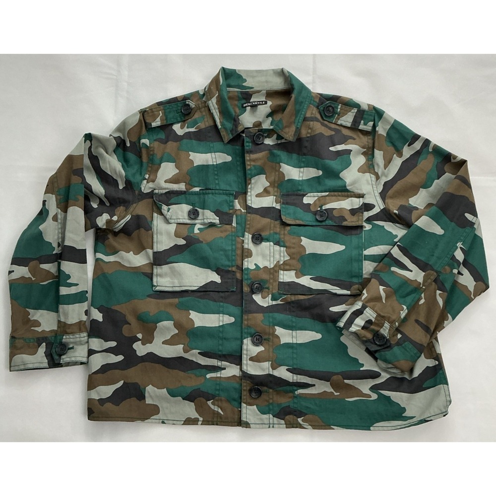 J.Crew Mercantile Jenna Shirt Jacket Womens XL Green Army Camo Military J6260